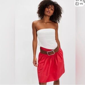 Free People Peyton Pintuck Red Midi Skirt.  Size 4